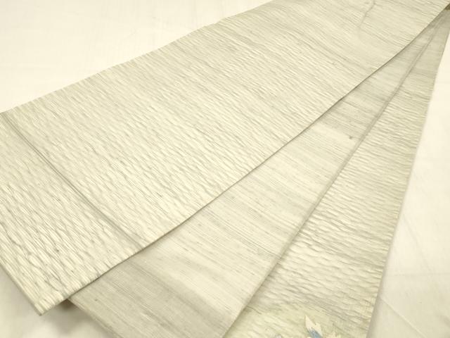 平和屋着物*夏物 太鼓柄袋帯 草花文 銀糸 正絹 逸品 DABC8970cm
