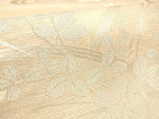 平和屋着物*夏物 九寸名古屋帯 流水籬草花文 銀糸 正絹 逸品 DABC8984cm