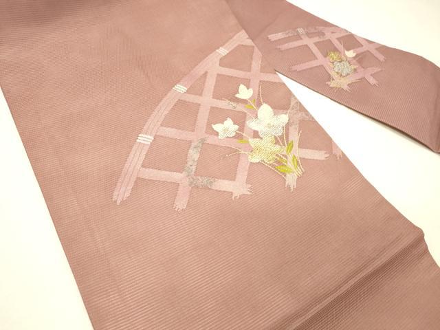 平和屋着物*夏物 九寸名古屋帯 籬草花文 金銀糸 正絹 逸品 DABC8989cm