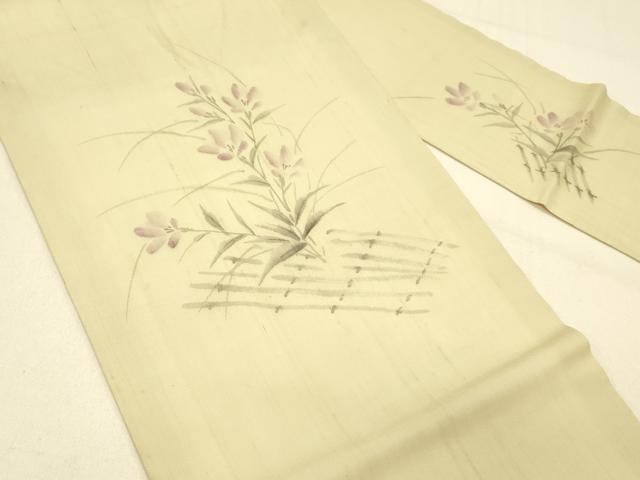 平和屋着物*夏物 九寸名古屋帯 作家物 手描き 草花文 正絹 逸品 DABC8990cm