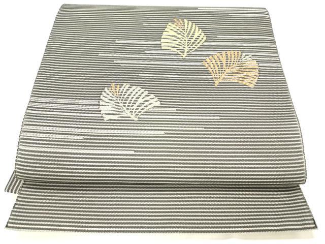 平和屋着物*夏物 八寸名古屋帯 松葉文 銀糸 正絹 逸品 DABC8992cm