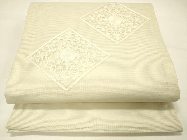 平和屋着物*夏物 九寸開き名古屋帯 総刺繍 花菱文 正絹 逸品 DABC8994cm