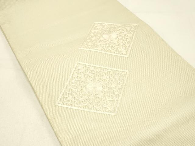 平和屋着物*夏物 九寸開き名古屋帯 総刺繍 花菱文 正絹 逸品 DABC8994cm