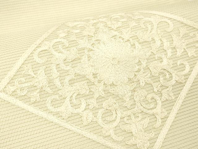 平和屋着物*夏物 九寸開き名古屋帯 総刺繍 花菱文 正絹 逸品 DABC8994cm