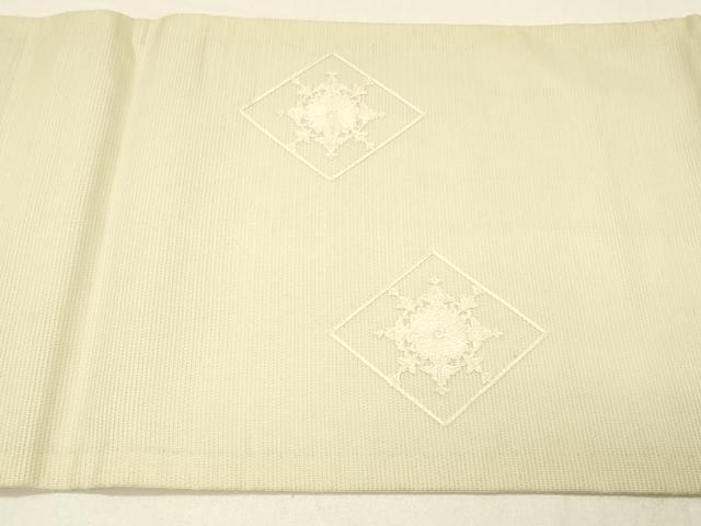 平和屋着物*夏物 九寸開き名古屋帯 総刺繍 花菱文 正絹 逸品 DABC8994cm