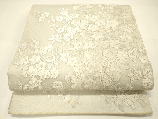 平和屋着物*夏物 中国三大刺繍 相良刺繍 総刺繍 袋帯 枝桜 金糸 正絹 逸品 DABC8999cm