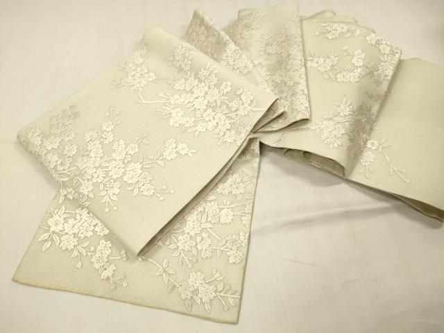 平和屋着物*夏物 中国三大刺繍 相良刺繍 総刺繍 袋帯 枝桜 金糸 正絹 逸品 DABC8999cm