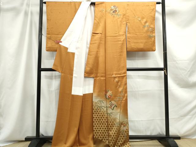 平和屋着物■訪問着 駒刺繍 笹竹花丸文 暈し染め 金彩 正絹 逸品 DABC9037qa
