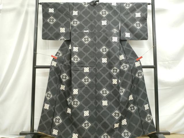 平和屋着物■上質な紬 花菱文 正絹 逸品 DABC9085qa