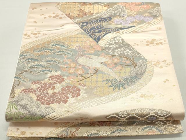 平和屋着物◎六通柄袋帯 桃山絵巻 金糸 正絹 逸品 DABC9124qa