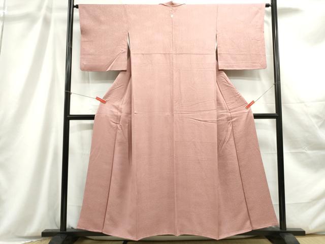平和屋着物■上質な色無地 霞地紋 石竹色 正絹 逸品 DABC9183qa