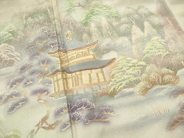平和屋着物■訪問着 刺繍 風景樹林文 暈し染め 金糸 正絹 逸品 DABC9200qa