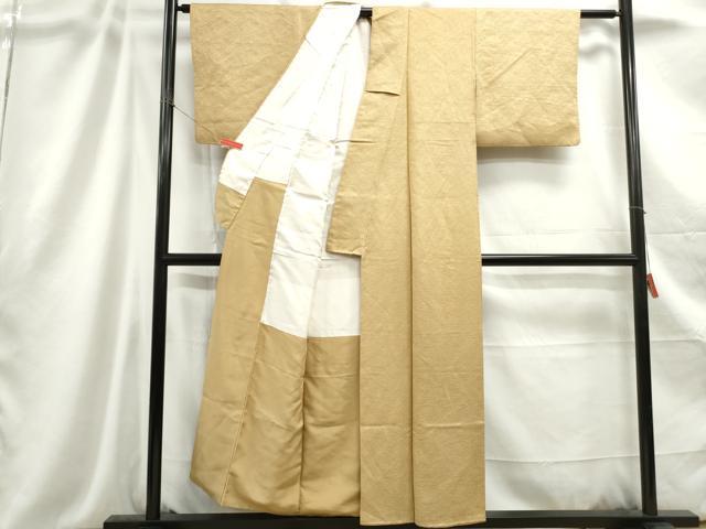 平和屋着物■上質な色無地 流水地紋 飴色 正絹 逸品 DABC9206qa