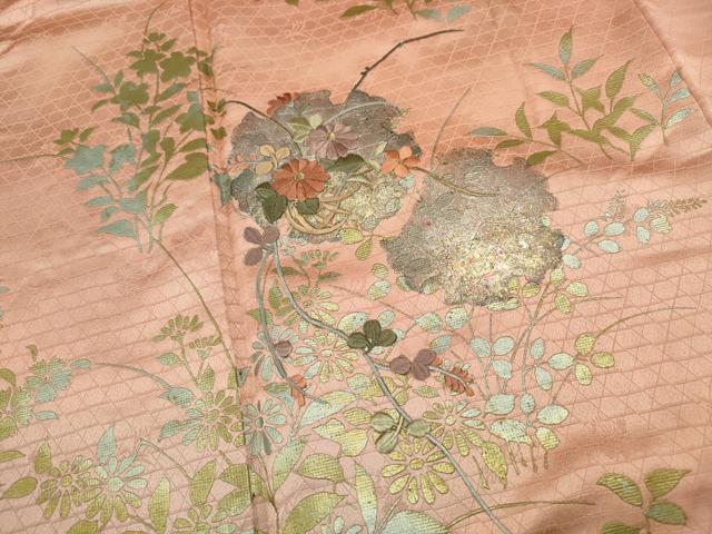 平和屋着物■訪問着 刺繍 雪輪草花文 暈し染め 金銀彩 正絹 逸品 DABC9251qa