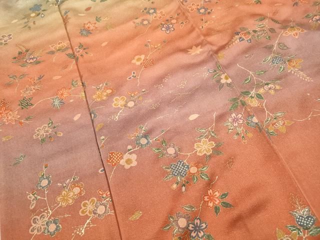 平和屋着物■訪問着 舞枝花文 暈し染め 金彩 正絹 逸品 DABC9269qa