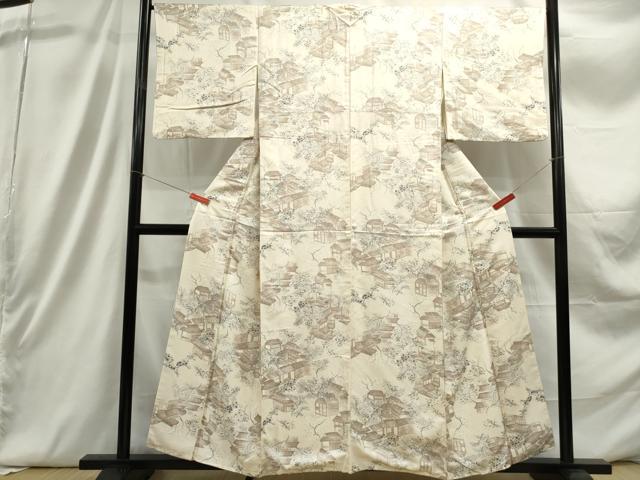 平和屋着物■上質な小紋 手描き 風景文 正絹 逸品 DABC9304qa