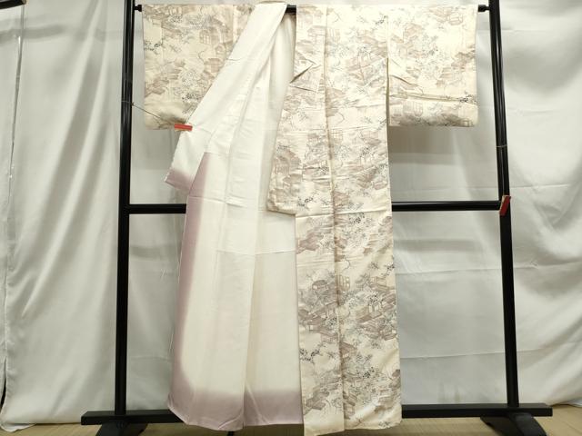 平和屋着物■上質な小紋 手描き 風景文 正絹 逸品 DABC9304qa