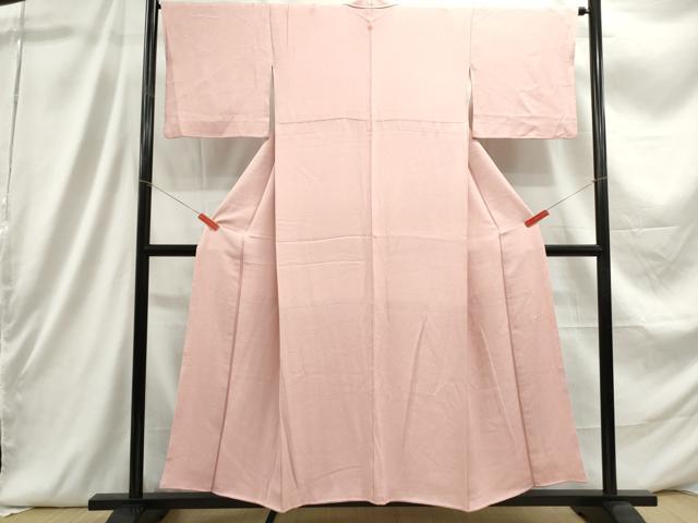 平和屋着物■上質な色無地 舞花地紋 水柿色 正絹 逸品 DABC9308qa