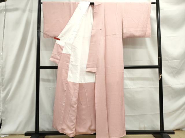 平和屋着物■上質な色無地 舞花地紋 水柿色 正絹 逸品 DABC9308qa