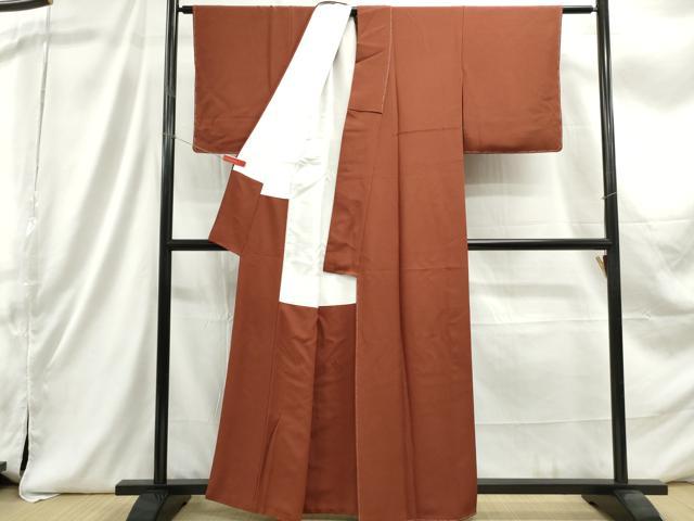 平和屋着物■上質な色無地 紅鳶色 正絹 逸品 未使用 DABC9310qa
