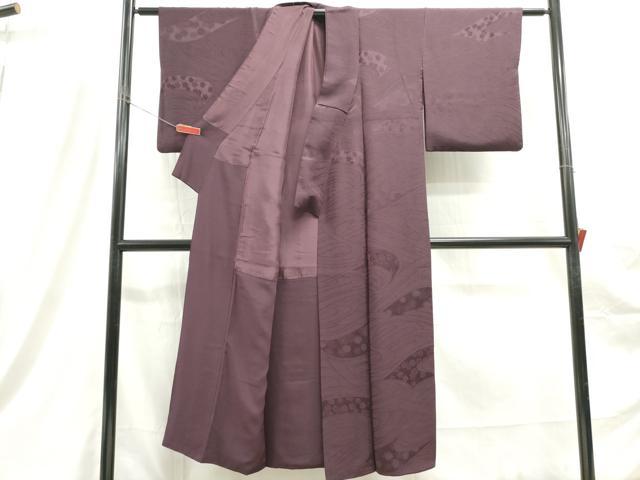 平和屋着物■上質な色無地 流水花地紋 似せ紫色 正絹 逸品 DABC9325qa