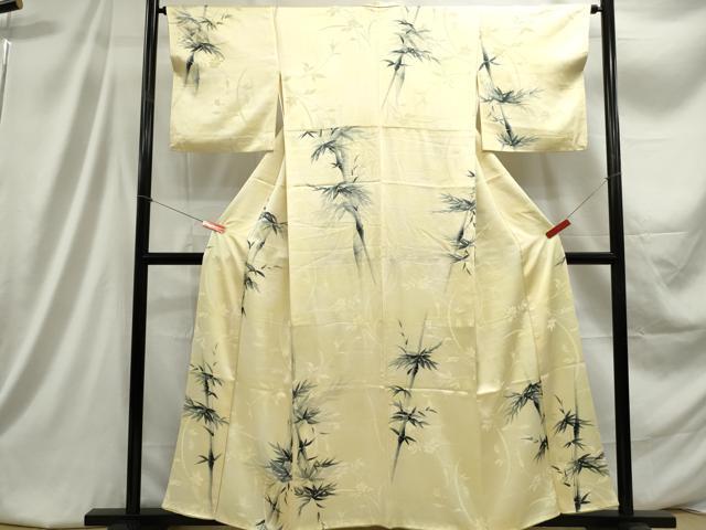 平和屋着物■上質な小紋 手描き 笹竹文 正絹 逸品 DABC9343qa