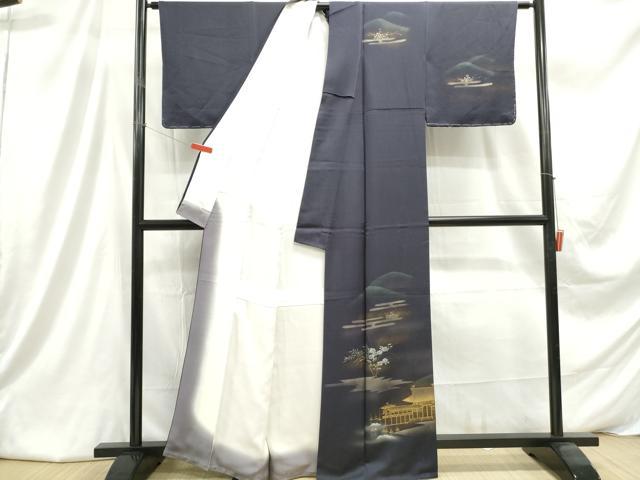 平和屋着物■訪問着 風景花文 暈し染め 金彩 正絹 逸品 DABC9347qa