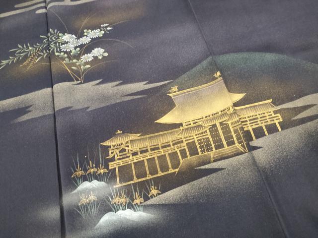 平和屋着物■訪問着 風景花文 暈し染め 金彩 正絹 逸品 DABC9347qa