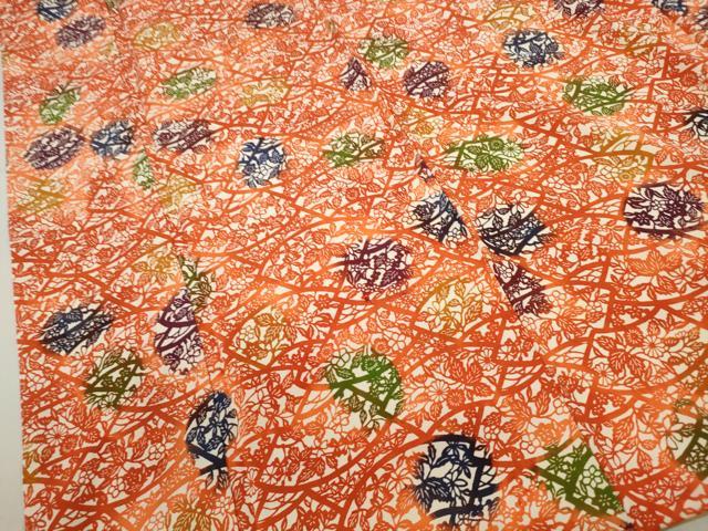 平和屋着物■上質な小紋 型染め 草花文 暈し染め 正絹 逸品 DABC9352qa