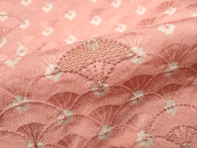 平和屋着物■中国三大刺繍 相良刺繍 色留訪問着 絞り 扇面文 金糸 正絹 逸品 DABC9365qa