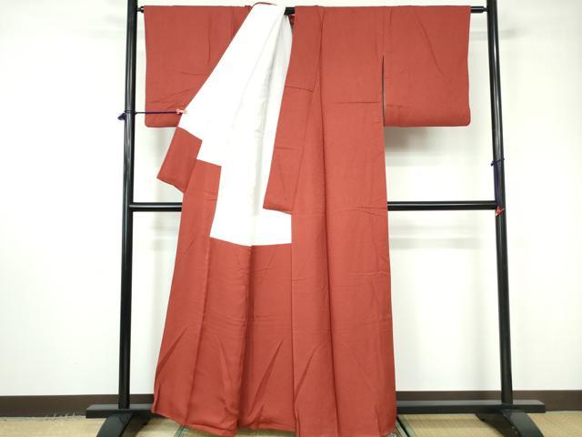 平和屋着物■上質な色無地 霞地紋 紅海老茶色 正絹 逸品 DABC9410qa
