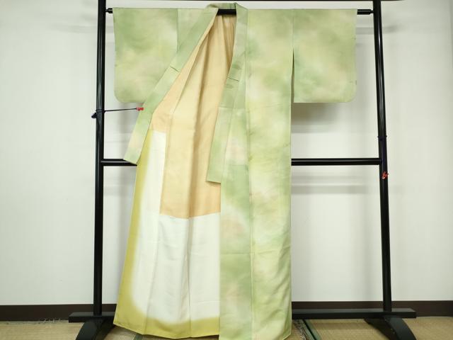 平和屋着物■上質な小紋 芝青海波地紋 暈し染め 正絹 逸品 DABC9423qa