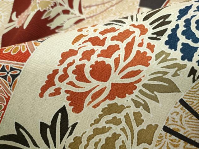 平和屋着物■訪問着 扇面花文 暈し染め 金彩 正絹 逸品 DABC9433qa