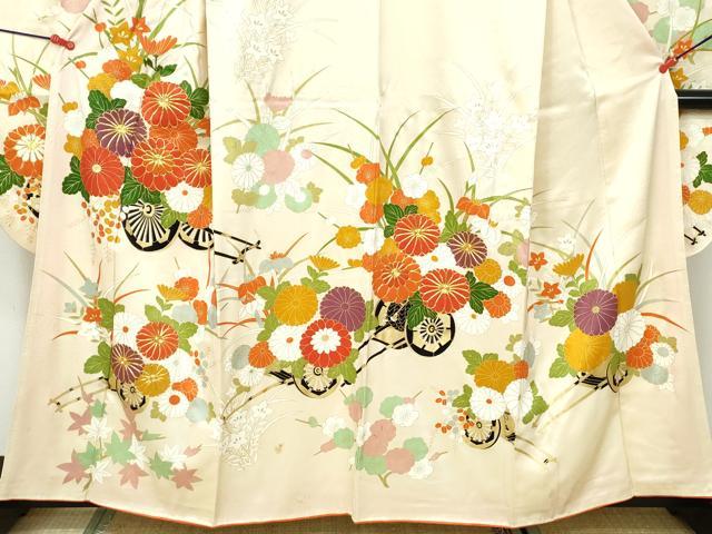 平和屋着物■豪華振袖 駒刺繍 花車 金彩 正絹 逸品 DABC9442qa