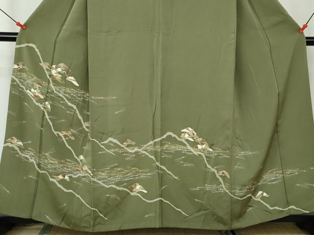 平和屋着物■訪問着 駒刺繍 枝松文 金彩 正絹 逸品 DABC9462qa
