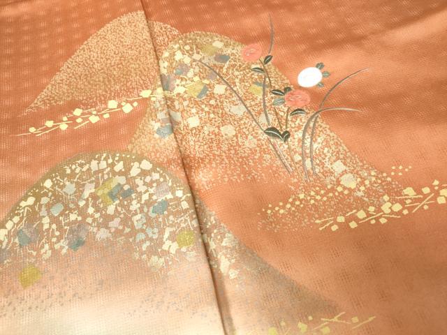 平和屋着物■訪問着 刺繍 重ね山花文 暈し染め 金彩 正絹 逸品 DABC9507qa
