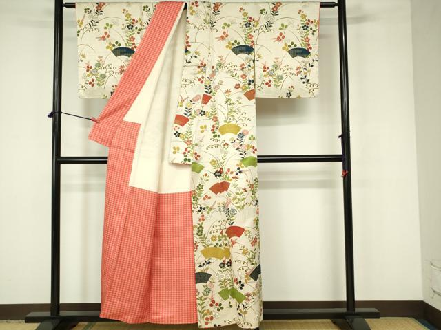 平和屋着物■訪問着 草花地紙文 金通し地 正絹 逸品 DABC9523qp