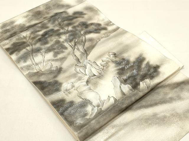平和屋着物◎つけ帯 手描き 川辺文 銀彩 正絹 逸品 DABC9589qp