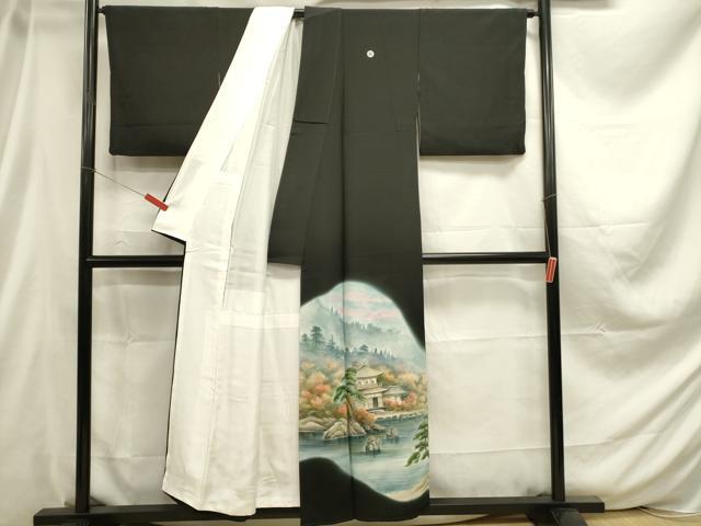 平和屋着物■豪華黒留袖 作家物 手描き 風景松文 暈し染め 正絹 逸品 DABC9647qp