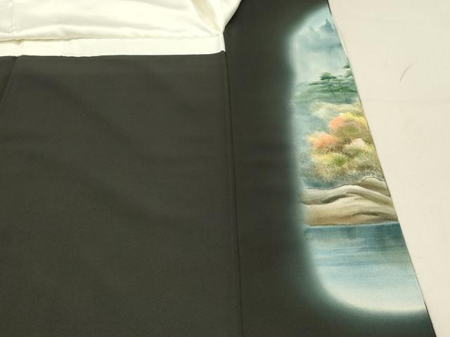 平和屋着物■豪華黒留袖 作家物 手描き 風景松文 暈し染め 正絹 逸品 DABC9647qp