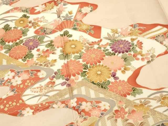 平和屋着物■訪問着 流水屏風花文 金彩 正絹 逸品 DABC9667qp