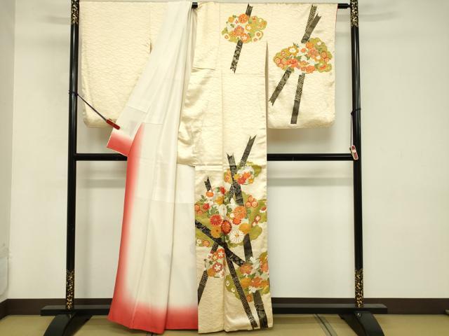 平和屋着物■訪問着 駒刺繍 吉祥花文 金彩 正絹 逸品 DABC9673qp