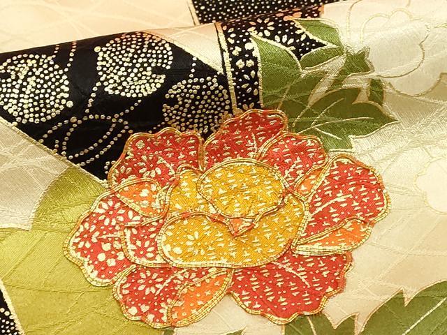 平和屋着物■訪問着 駒刺繍 吉祥花文 金彩 正絹 逸品 DABC9673qp