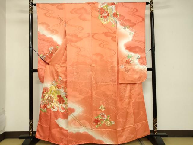 平和屋着物■豪華振袖 駒刺繍 御所車花文 暈し染め 正絹 逸品 DABC9676qp