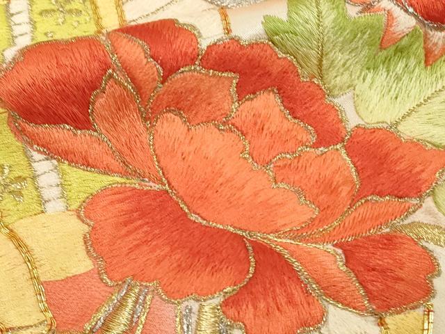 平和屋着物■豪華振袖 駒刺繍 御所車花文 暈し染め 正絹 逸品 DABC9676qp