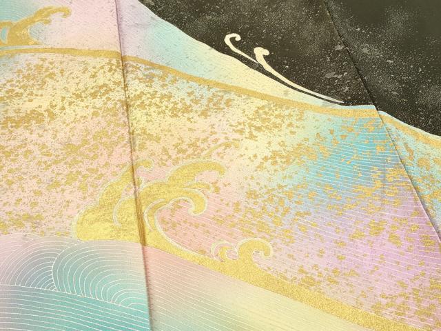 平和屋着物■豪華黒留袖 立波文 金銀彩 正絹 逸品 DABC9694qp