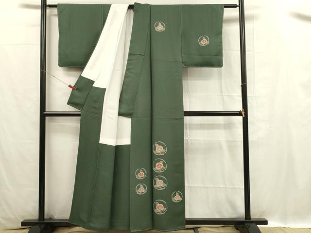 平和屋着物■訪問着 作家物 駒刺繍 花丸文 枝椿 正絹 逸品 未使用 DABC9700qp