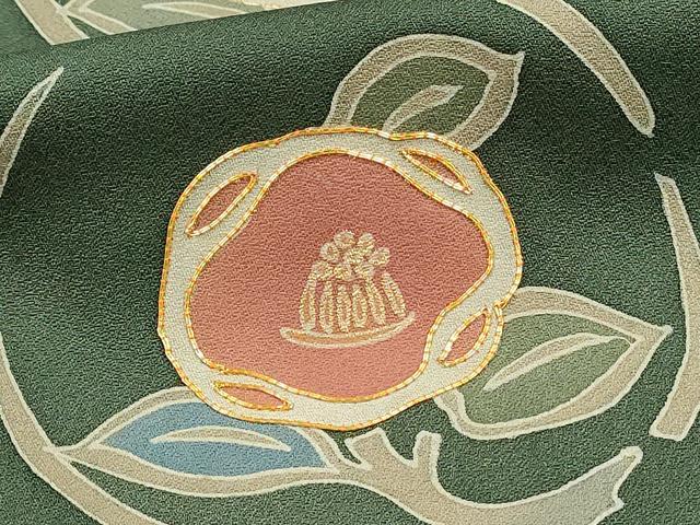 平和屋着物■訪問着 作家物 駒刺繍 花丸文 枝椿 正絹 逸品 未使用 DABC9700qp