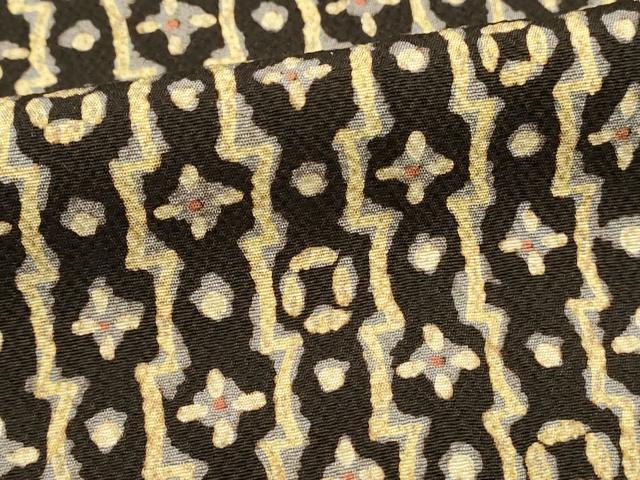 平和屋着物■上質な小紋 幾何学文様 黒地 正絹 逸品 DABC9707qp