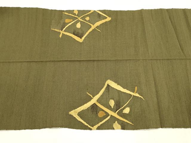 平和屋着物◎八寸名古屋帯 紬地 すくい織 幾何学文 正絹 逸品 DABC9840qp